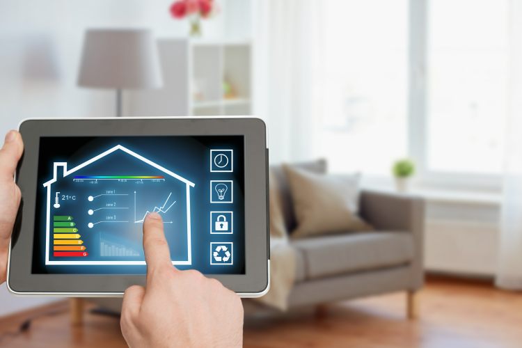 tablet being used to control home heating system