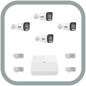 Uniview 4x 4MP Bullet camera CCTV system, NVR with 2TB or 4TB HDD Full colour, 2.8mm