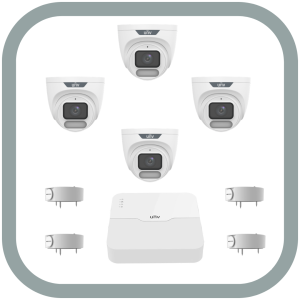 Uniview 4x 4MP Turret camera CCTV system, NVR with 2TB or 4TB HDD Full colour, 2.8mm